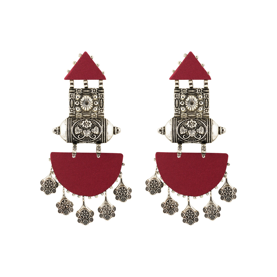 Teejh Yaalini Maroon Fabric Earring