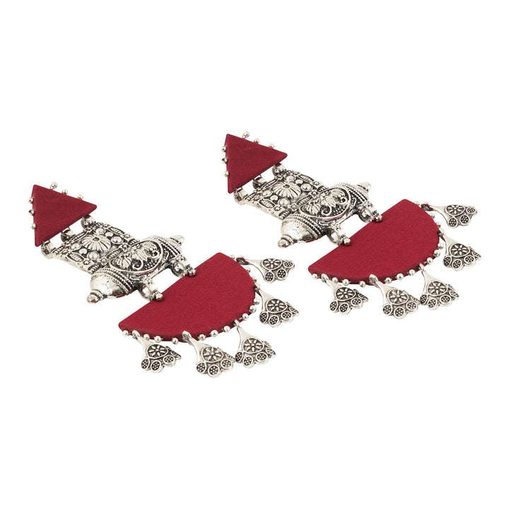 Teejh Yaalini Maroon Fabric Earring