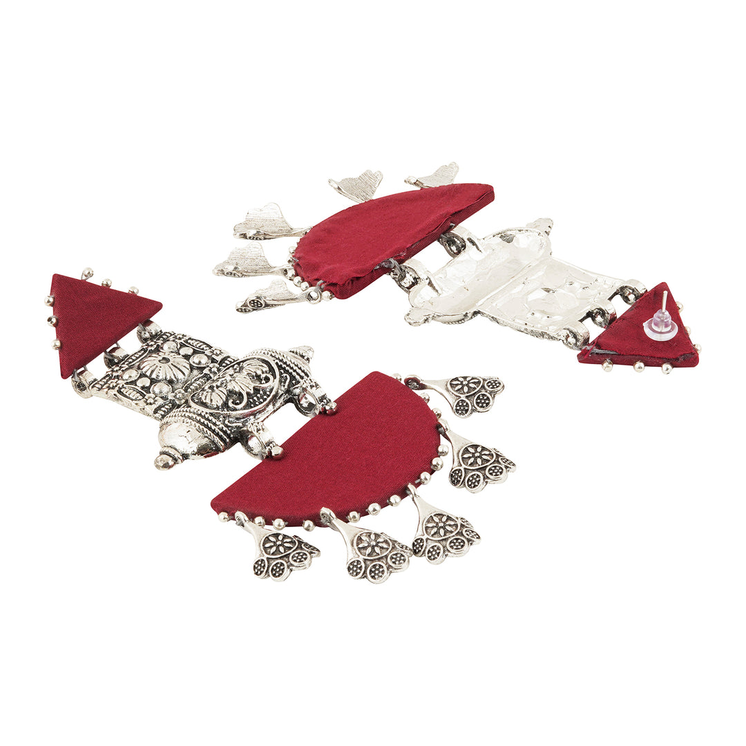 Teejh Yaalini Maroon Fabric Earring
