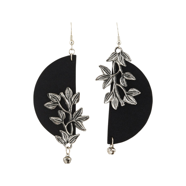 Teejh Yukti Black Floral Fabric Earring