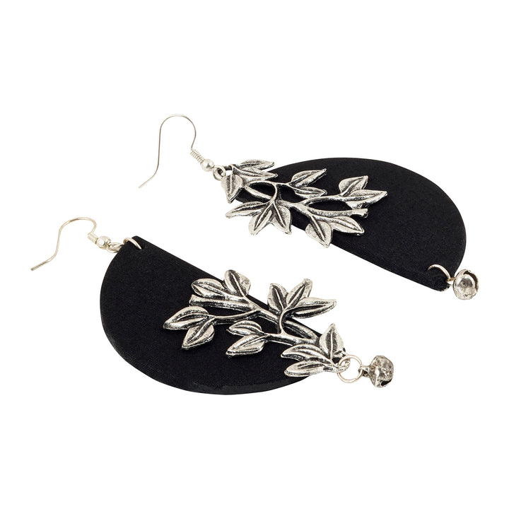 Teejh Yukti Black Floral Fabric Earring