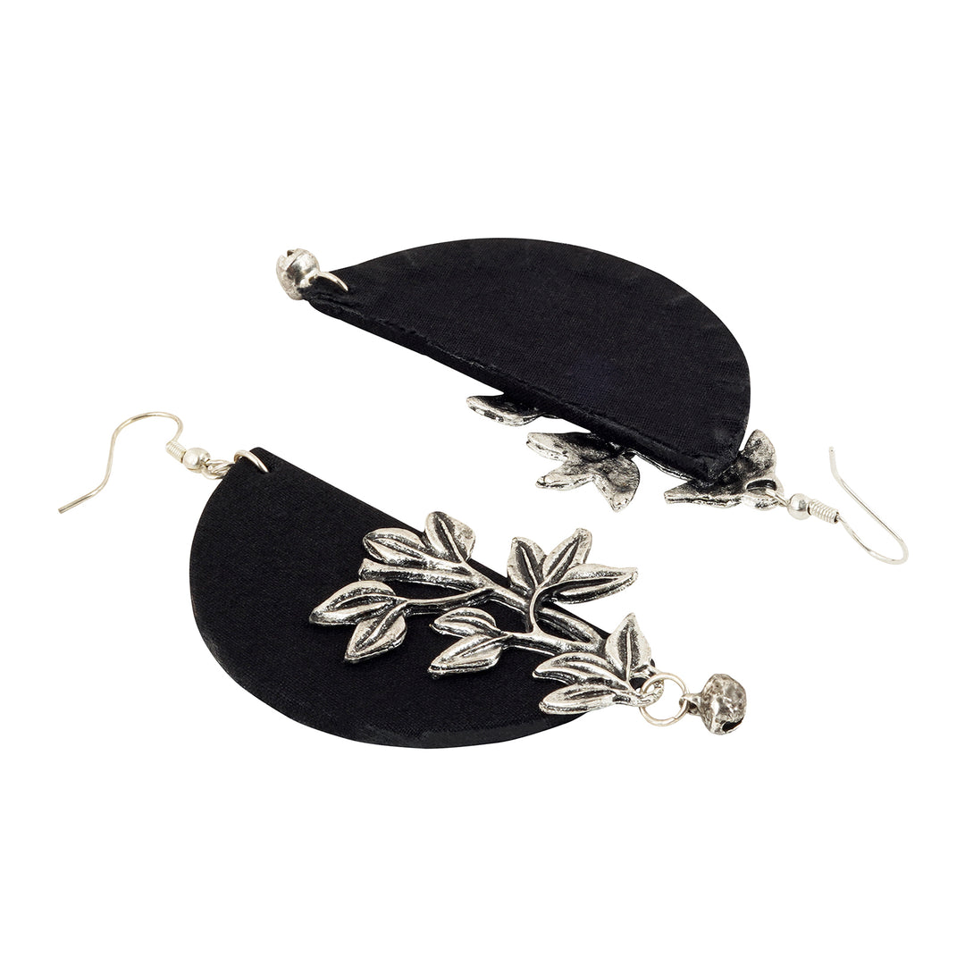 Teejh Yukti Black Floral Fabric Earring