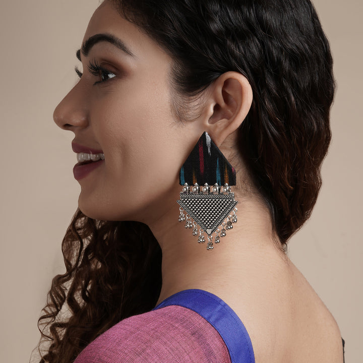 Teejh Nandini Multicoloured Fabric and Silver Earring