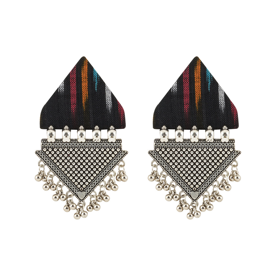 Teejh Nandini Multicoloured Fabric and Silver Earring