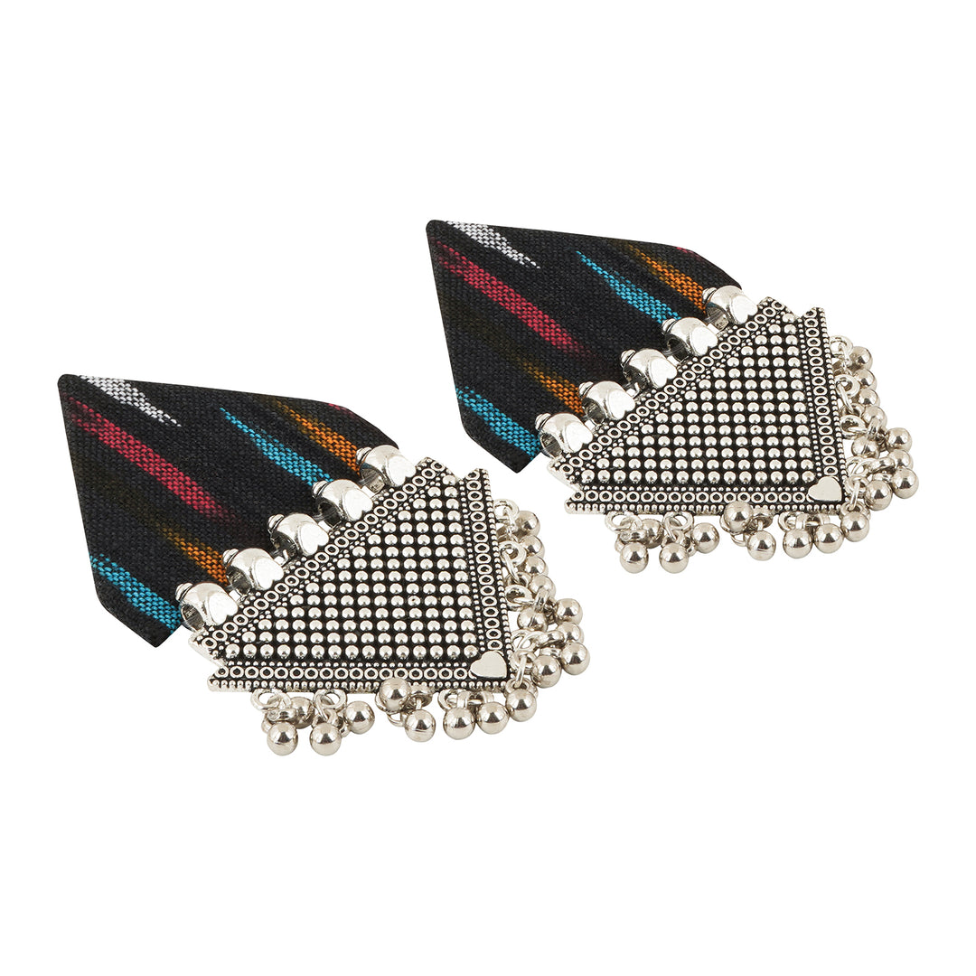 Teejh Nandini Multicoloured Fabric and Silver Earring
