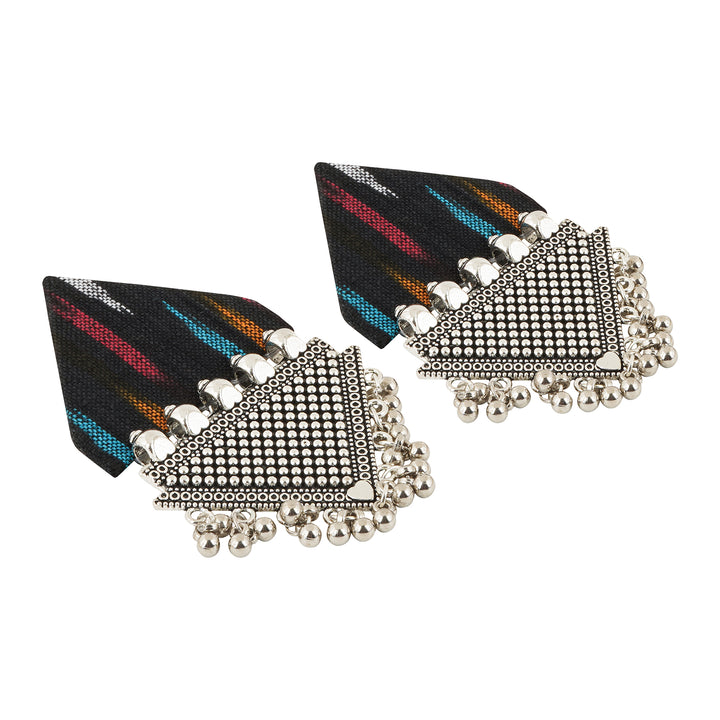 Teejh Nandini Multicoloured Fabric and Silver Earring
