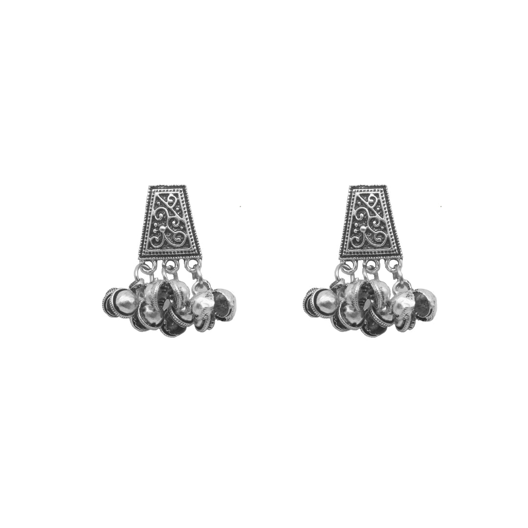 Teejh Kanish Silver Oxidized Ghungroo Earrings
