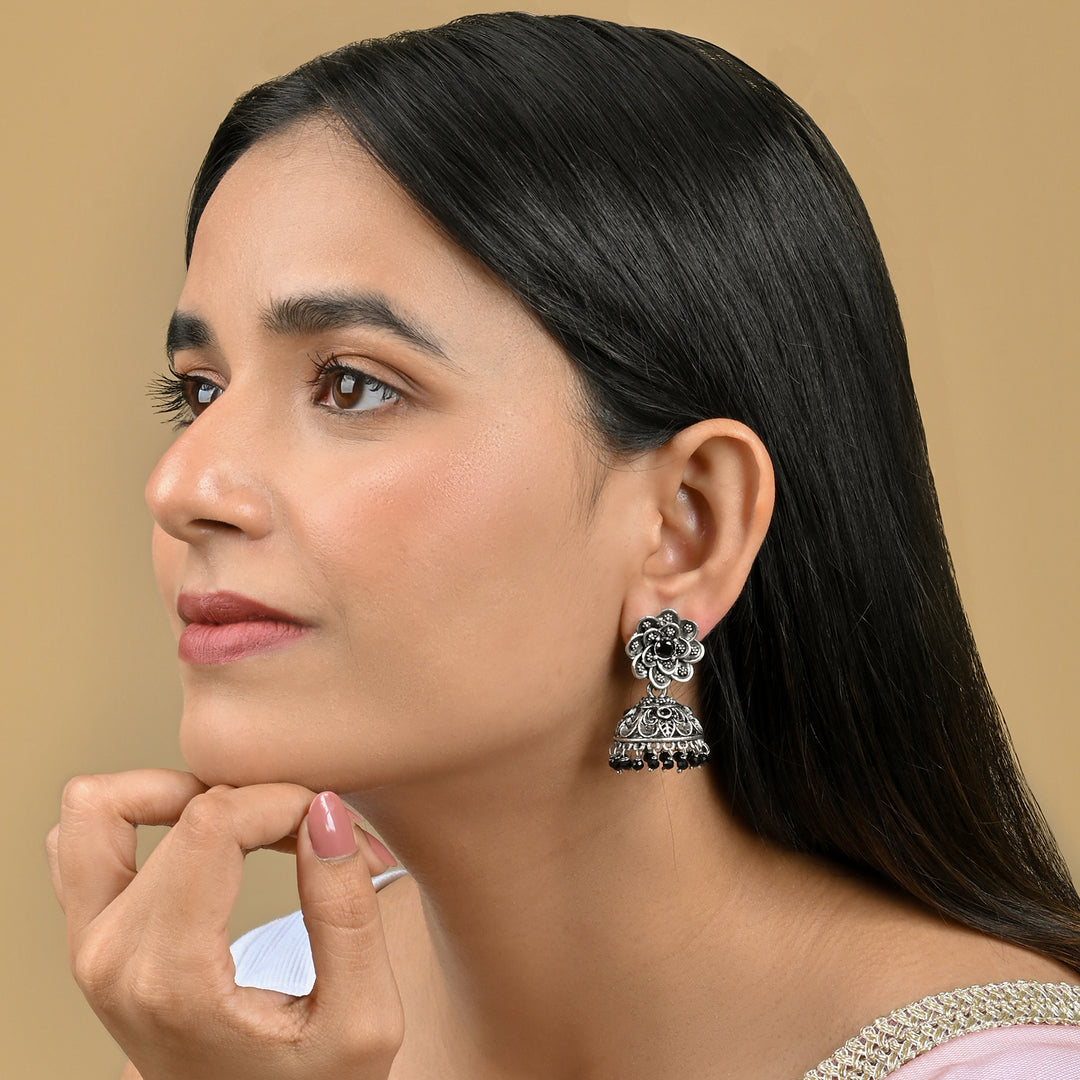 Teejh Idaaya Silver Oxidised Earring