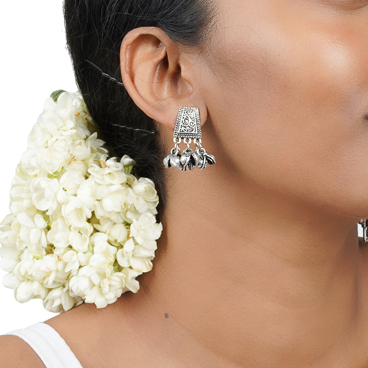 Teejh Kanish Silver Oxidized Ghungroo Earrings