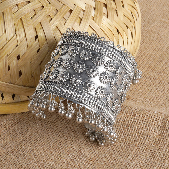 Teejh Gargee Silver Oxidised Ghungroo Bracelet