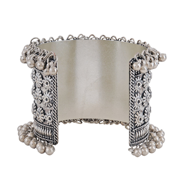 Teejh Gargee Silver Oxidised Ghungroo Bracelet