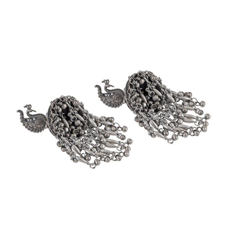Teejh Hanika Ghungroo Silver Oxidised Earrings