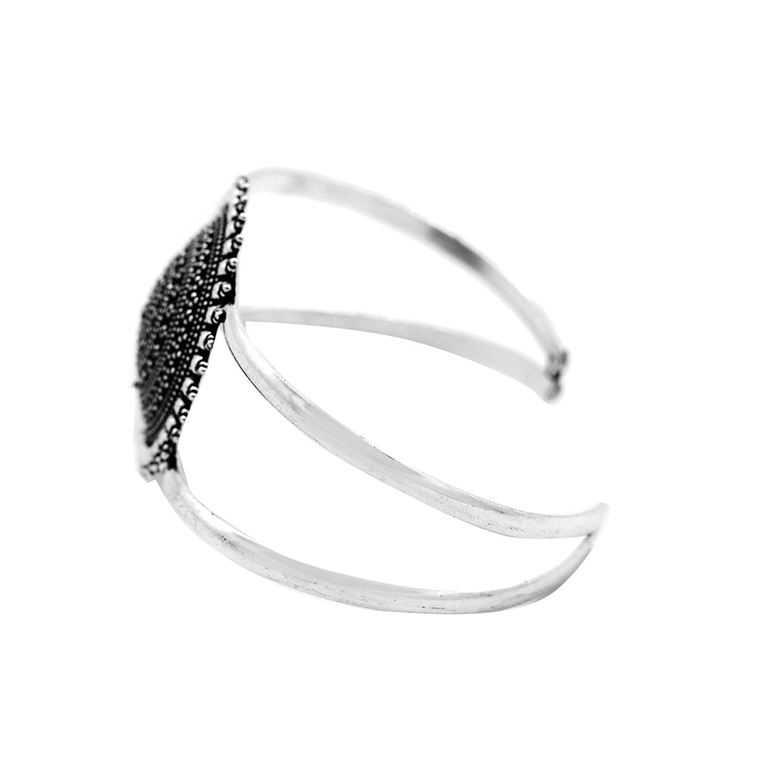 Kimaya Circular Silver Oxidized Cuff - Teejh
