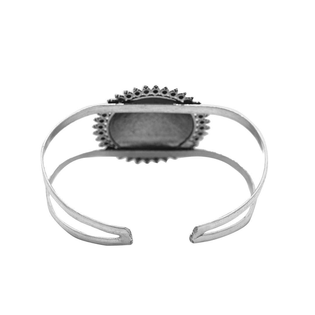 Kimaya Circular Silver Oxidized Cuff - Teejh
