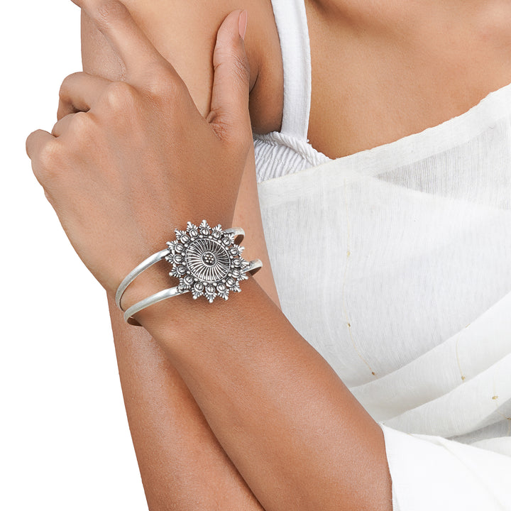 Kimaya Mandala Silver Oxidized Cuff