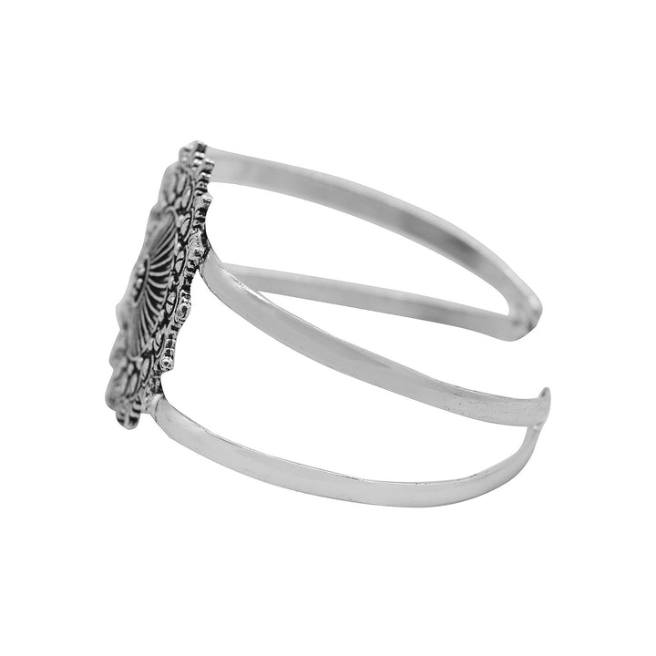 Kimaya Mandala Silver Oxidized Cuff - Teejh