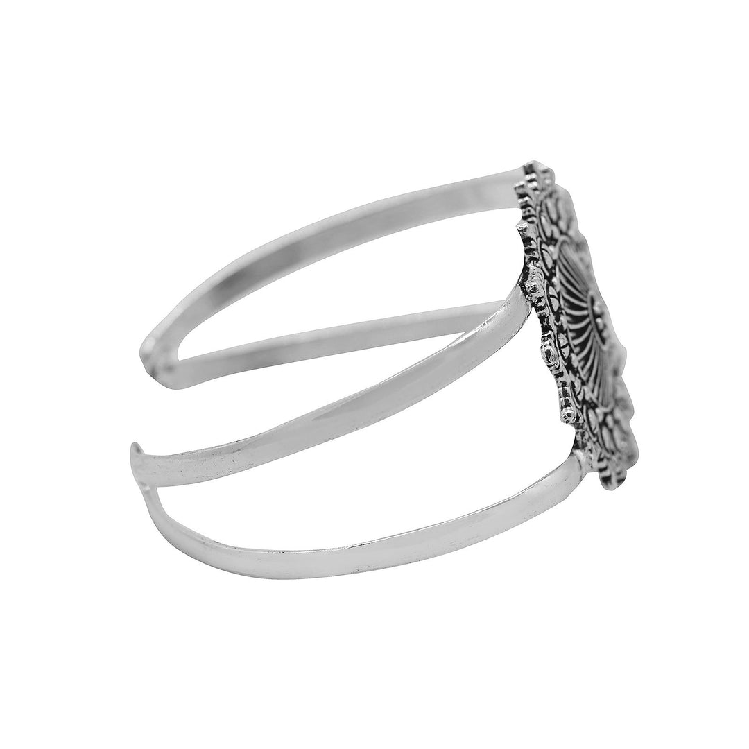 Kimaya Mandala Silver Oxidized Cuff - Teejh