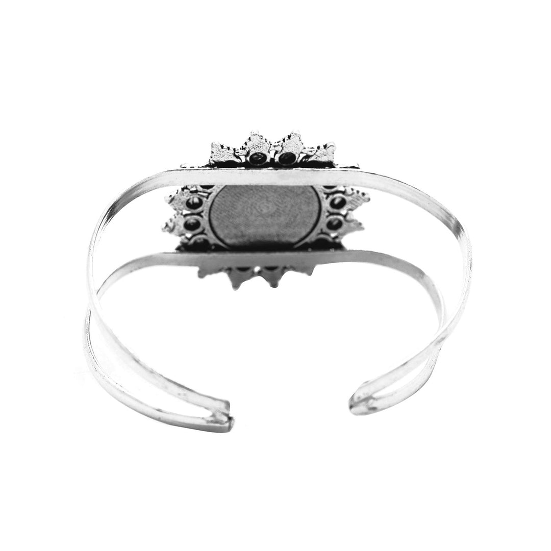 Kimaya Mandala Silver Oxidized Cuff - Teejh