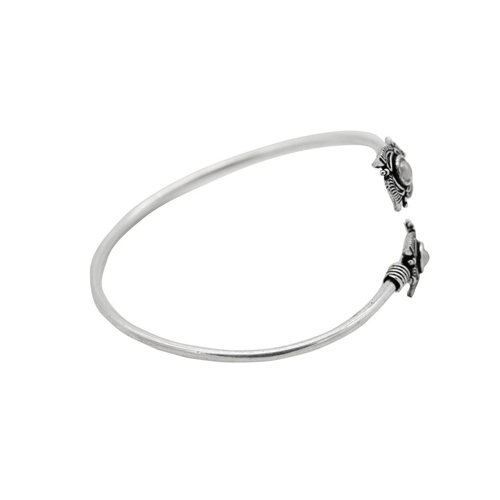 Aparna White Flower Silver Oxidized Bracelet - Teejh
