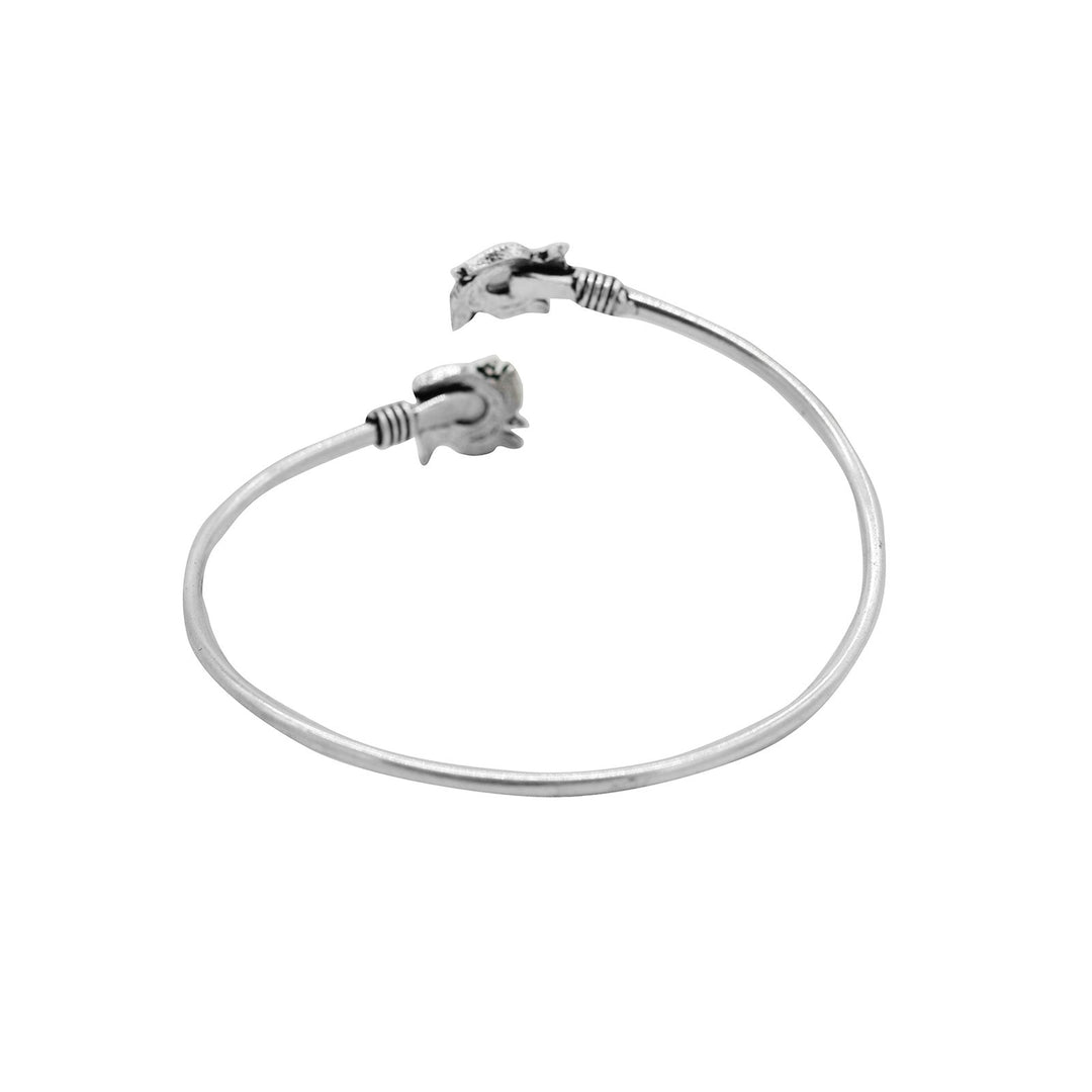 Aparna White Flower Silver Oxidized Bracelet - Teejh