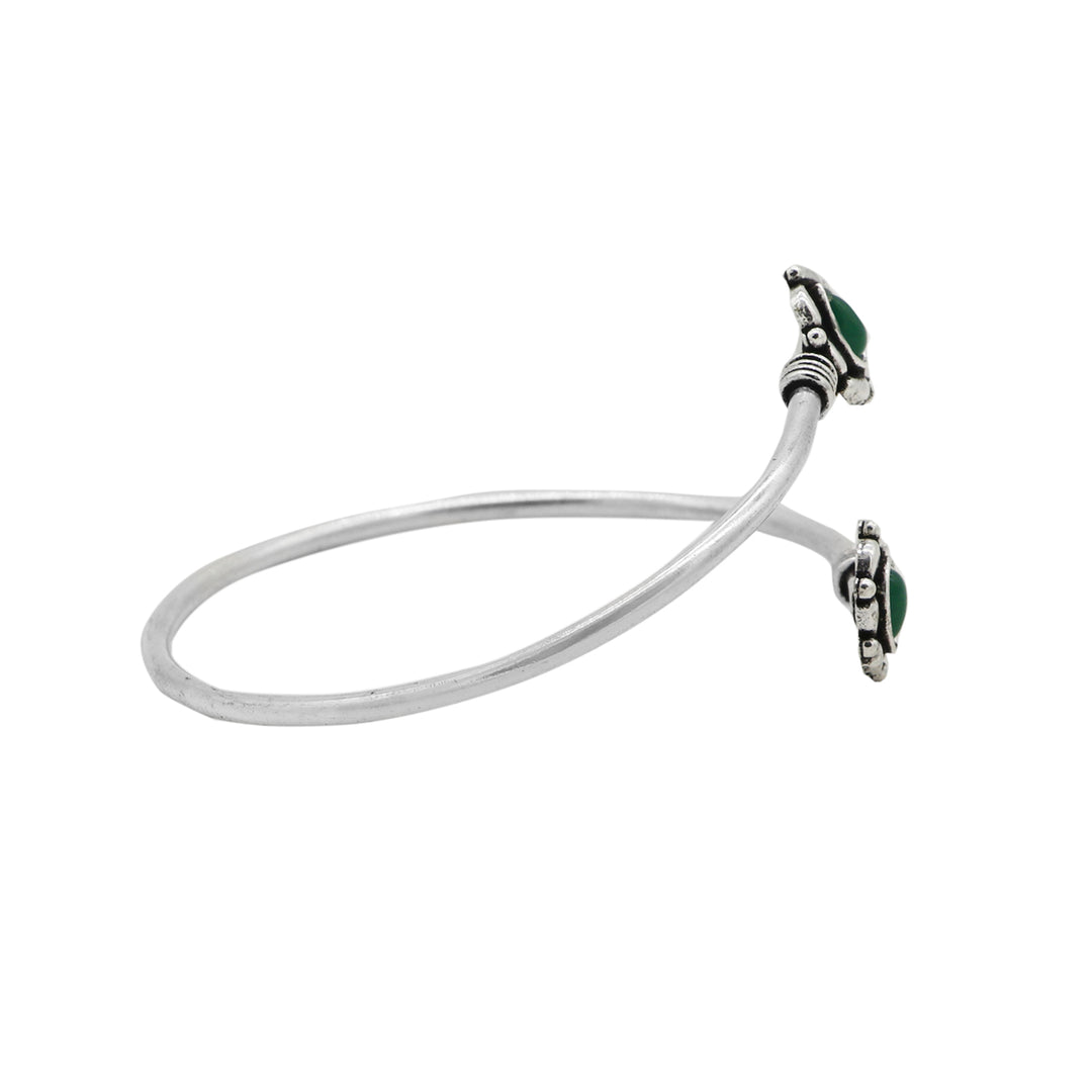 Aparna Green Leaf Silver Oxidized Bracelet - Teejh