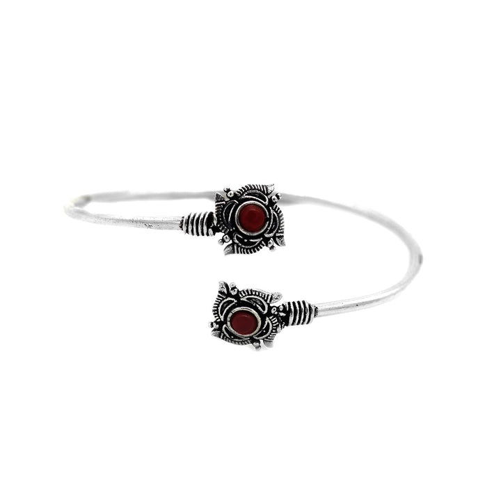 Aparna Red Flower Silver Oxidized Bracelet - Teejh