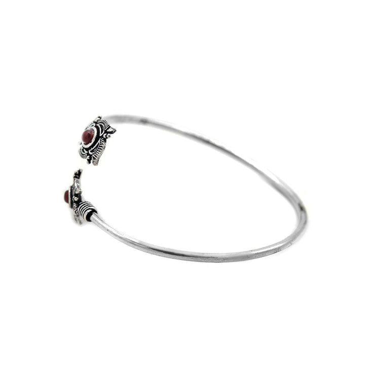 Aparna Red Flower Silver Oxidized Bracelet - Teejh