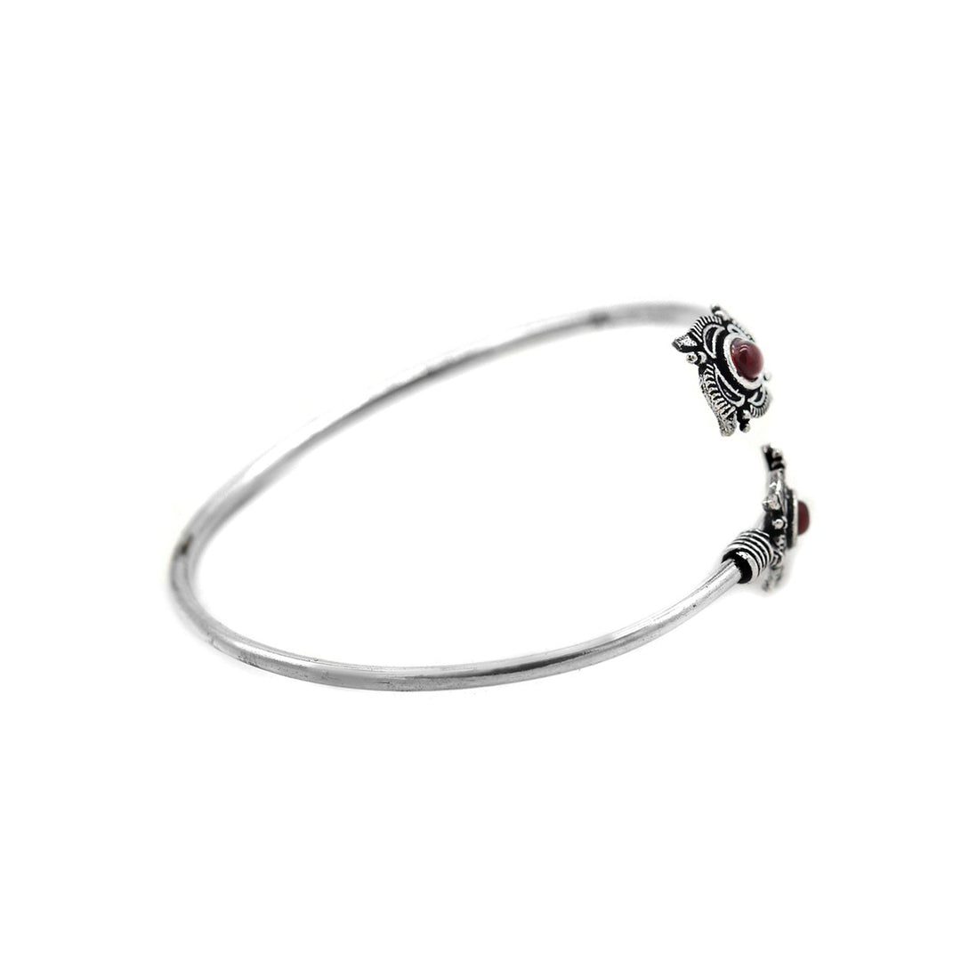 Aparna Red Flower Silver Oxidized Bracelet - Teejh