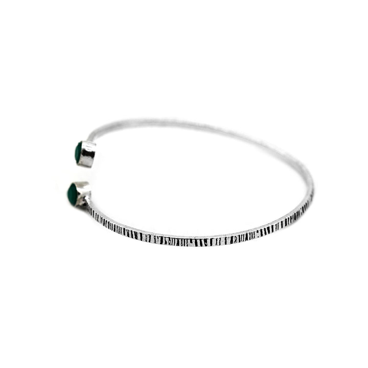 Bhamini Dark Green Silver Oxidized Bracelet - Teejh