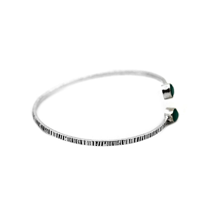 Bhamini Dark Green Silver Oxidized Bracelet - Teejh