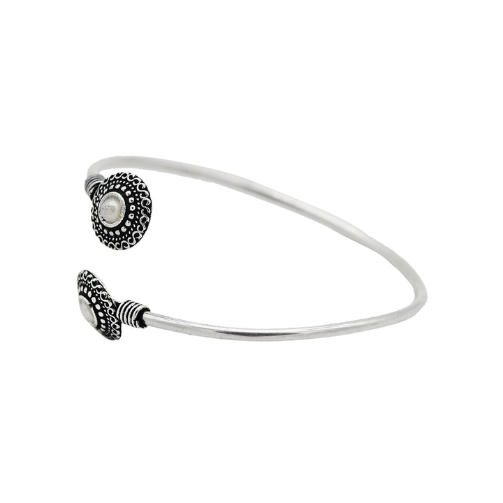 Aparna White Circular Silver Oxidized Bracelet - Teejh