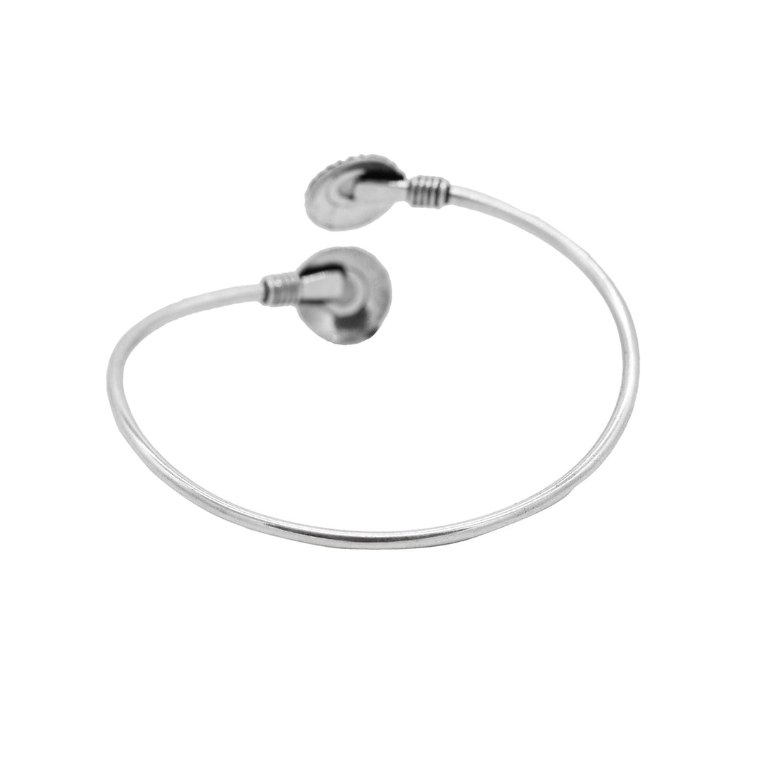 Aparna White Circular Silver Oxidized Bracelet - Teejh