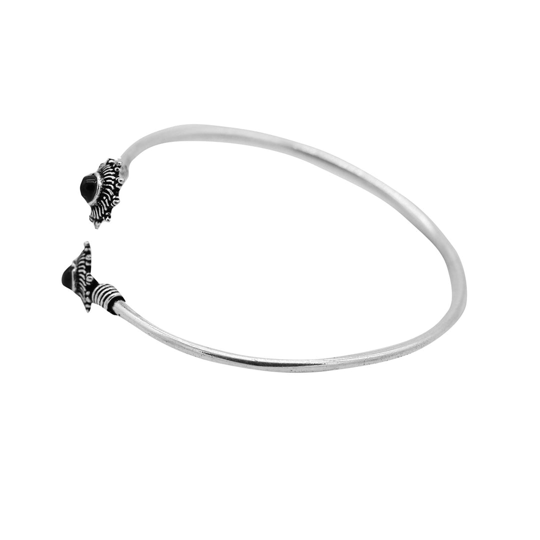 Aparna Black Flower Silver Oxidized Bracelet - Teejh