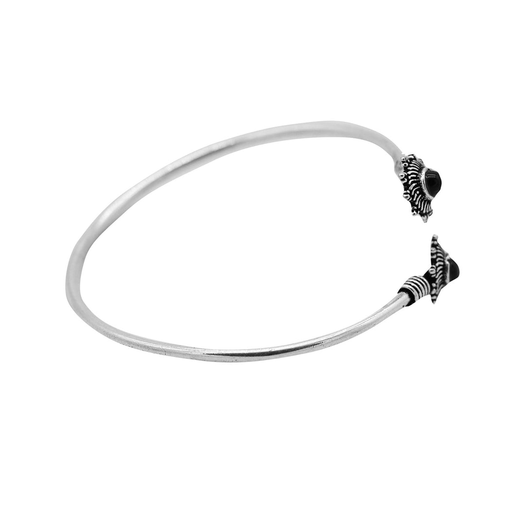 Aparna Black Flower Silver Oxidized Bracelet - Teejh