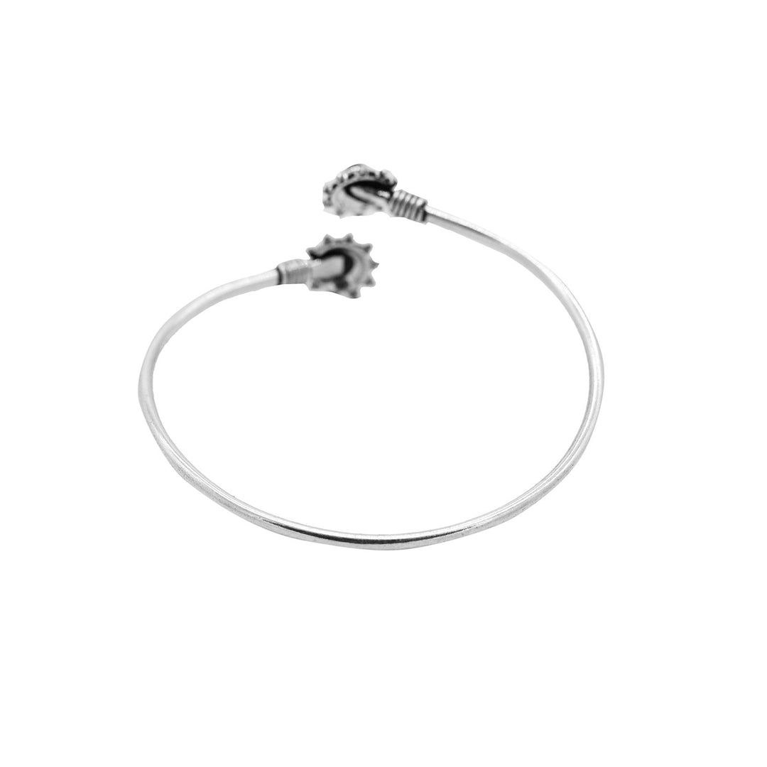 Aparna Black Flower Silver Oxidized Bracelet - Teejh
