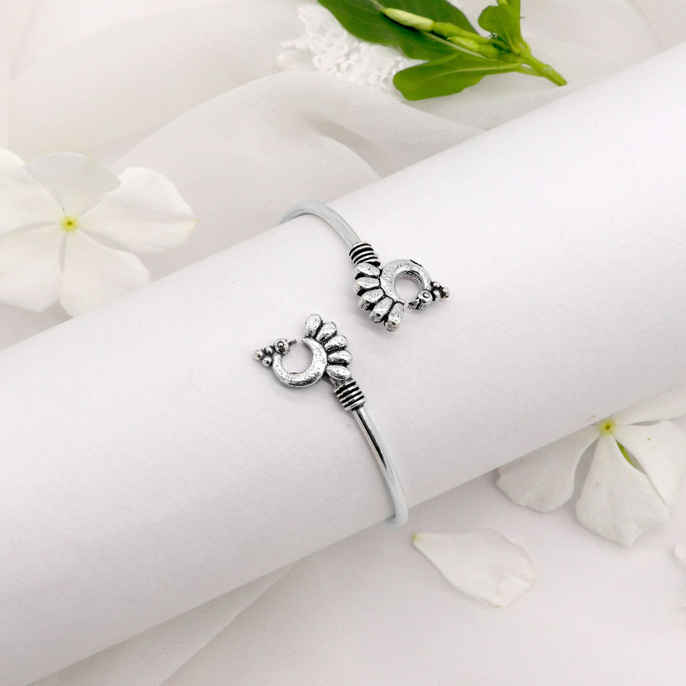 Shyla Peacock Silver Oxidized Bracelet - Teejh