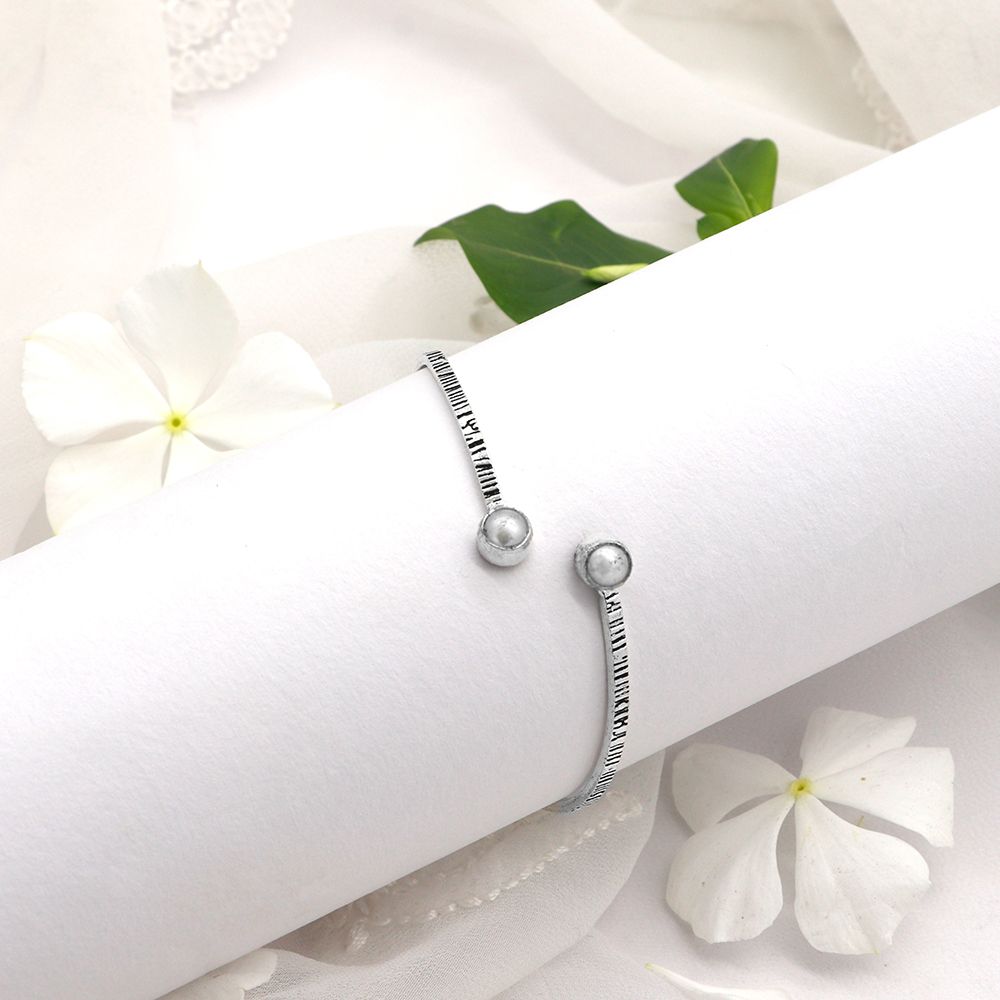 Bhamini White Silver Oxidized Bracelet - Teejh