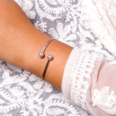 Bhamini White Silver Oxidized Bracelet - Teejh