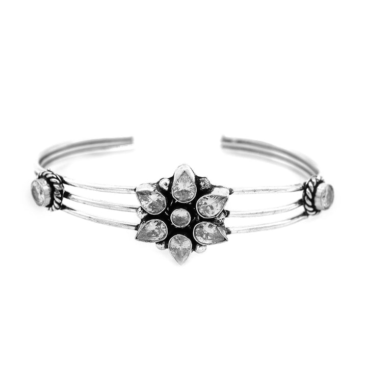 Dhatri White Silver Oxidized Bracelet - Teejh