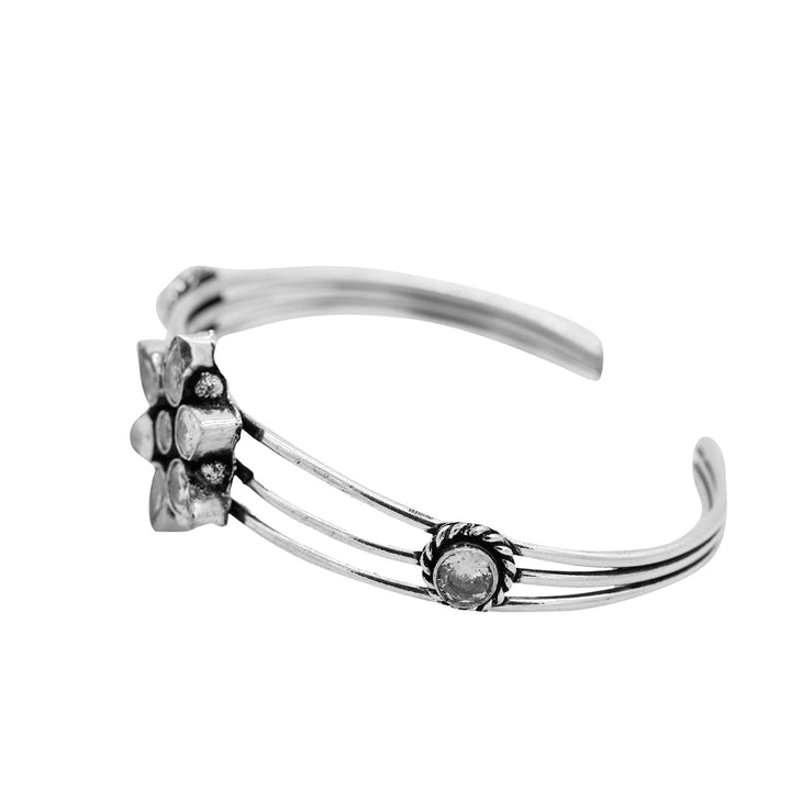 Dhatri White Silver Oxidized Bracelet - Teejh
