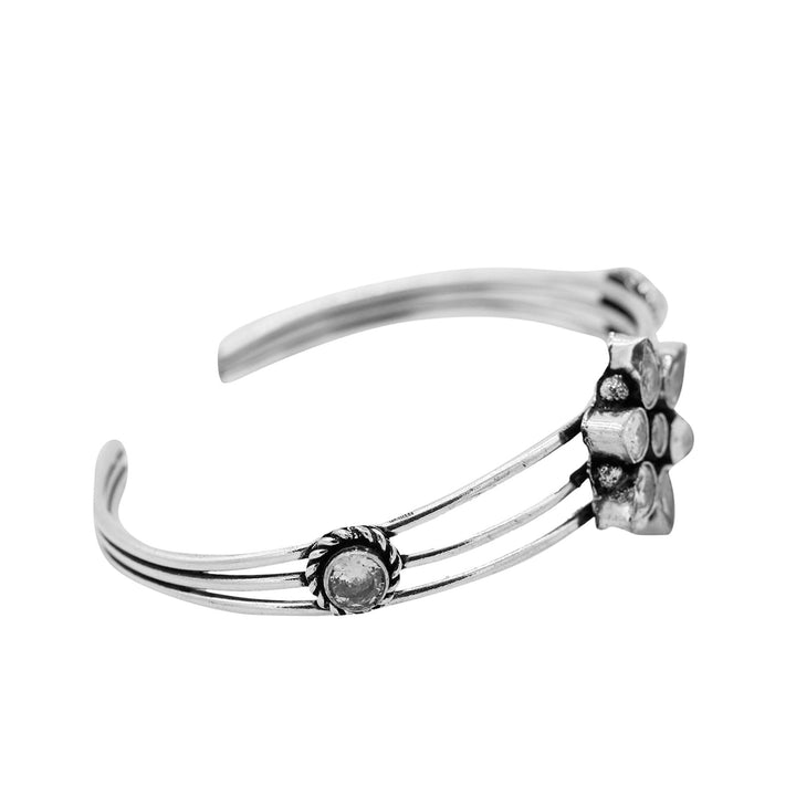 Dhatri White Silver Oxidized Bracelet - Teejh