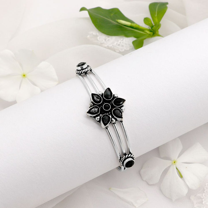 Dhatri Black Silver Oxidized Bracelet - Teejh