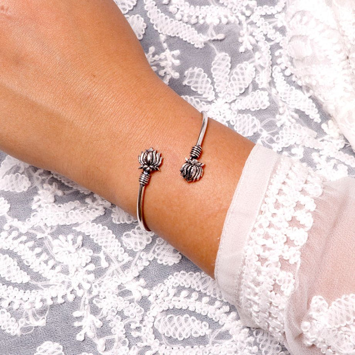 Kamal Silver Oxidized Bracelet Cuff - Teejh
