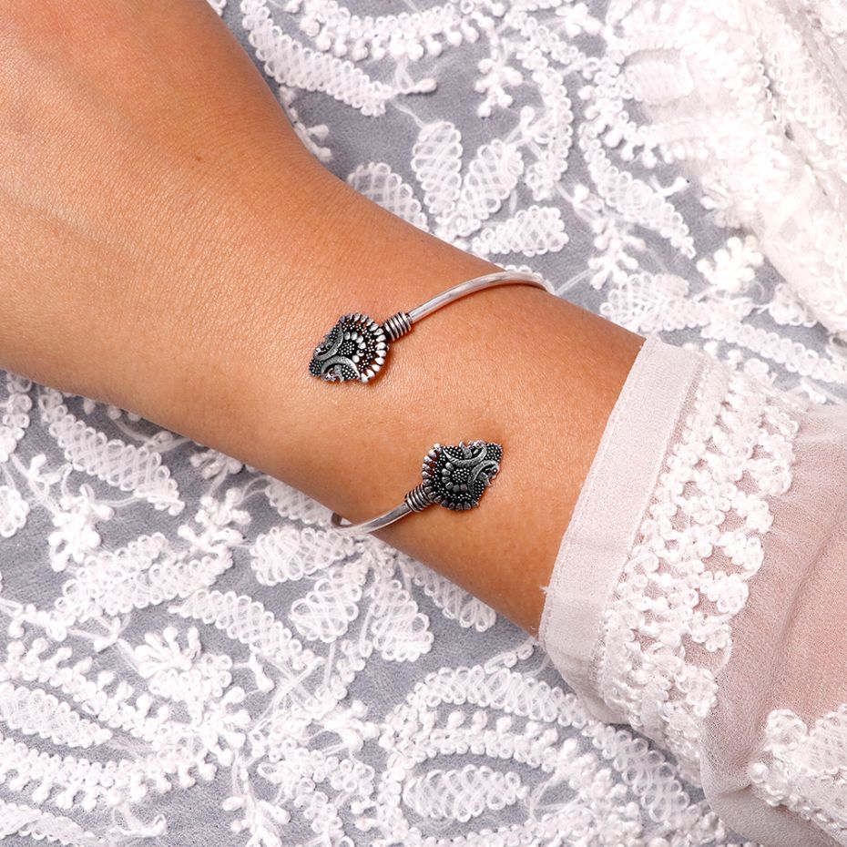 Mrag Silver Oxidized  Bracelet Cuff - Teejh