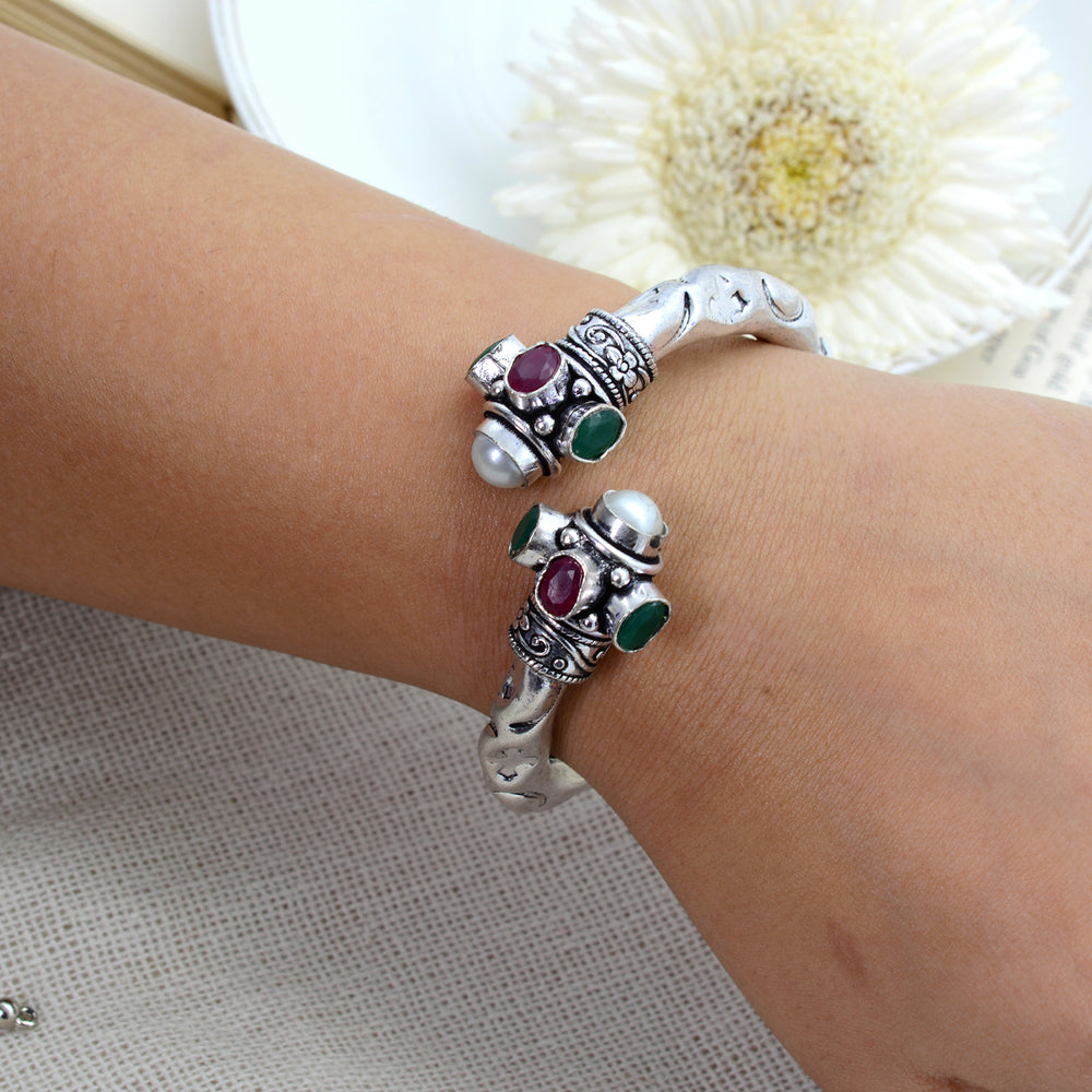 Trisha Multi colored stone Bracelet Cuff - Teejh