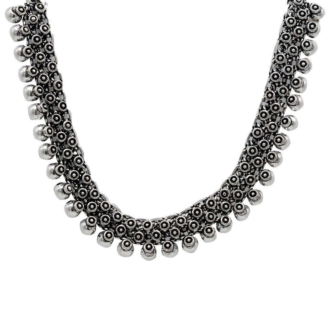 Arya Silver Oxidized Necklace - Teejh