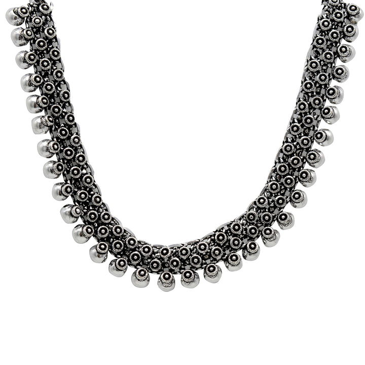 Arya Silver Oxidized Necklace - Teejh