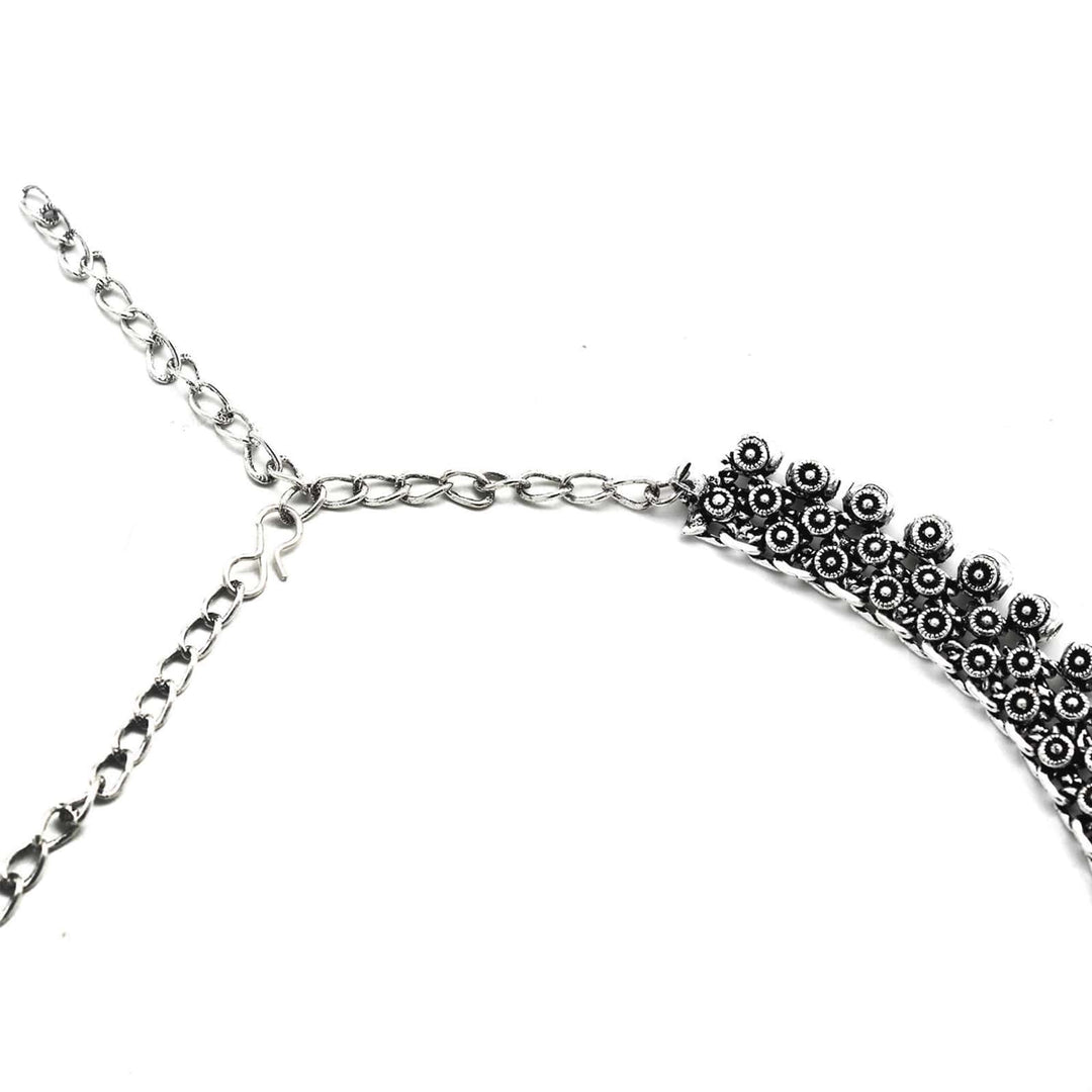 Arya Silver Oxidized Necklace - Teejh