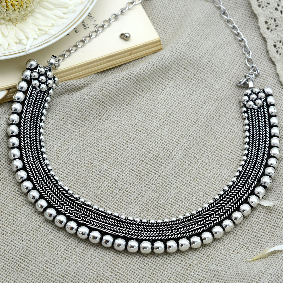 Mira Silver Oxidized Necklace - Teejh