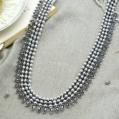 Yashika Silver Oxidized Long Necklace - Teejh